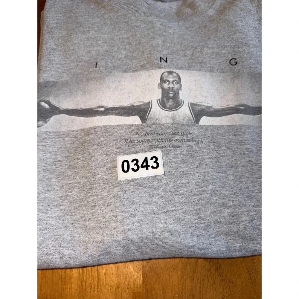 Jordan Wings Vintage Long Sleeve Graphic T-Shirt Mens M Heather Grey 90s 343